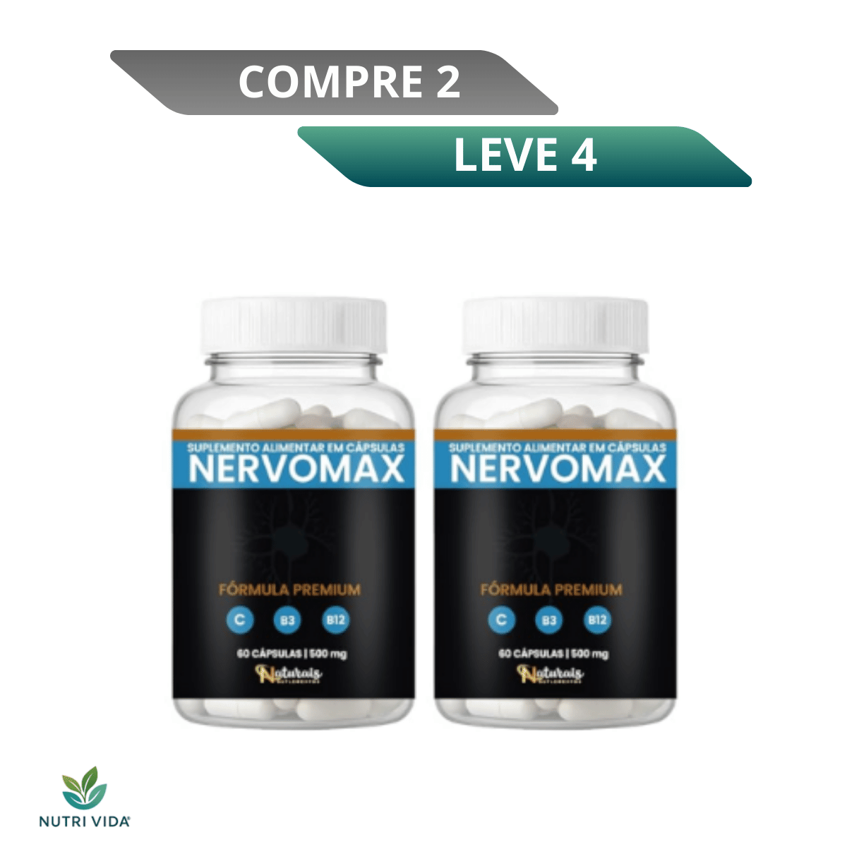 NervoMax 60 Cápsulas - Conforto Neuropático Natural