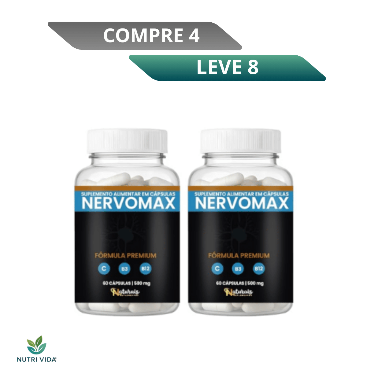NervoMax 60 Cápsulas - Conforto Neuropático Natural